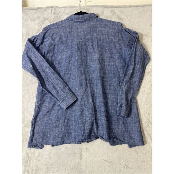 Eileen Fisher Women’s XS Blue Organic Cotton Button Front Shirt Top - Picture 8 of 9